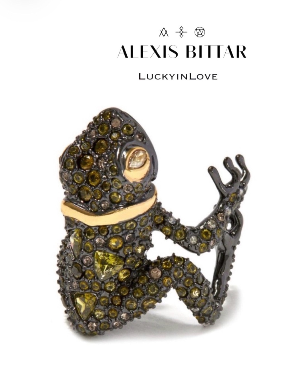 ALEXIS BITTAR • NEW Frog Toad Crystal Elements Ring Size ~7